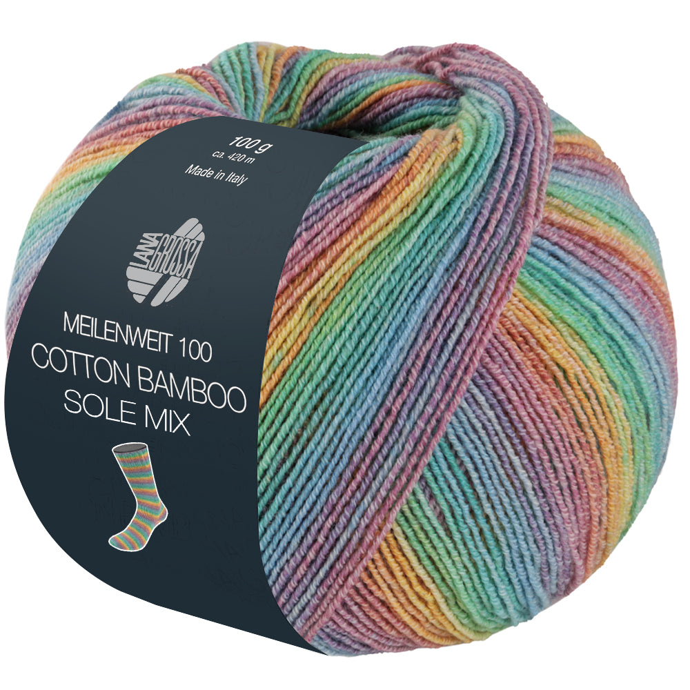 sockenwolle bambus merino Meilenweit 100 Cotton Bamboo Sole Mix