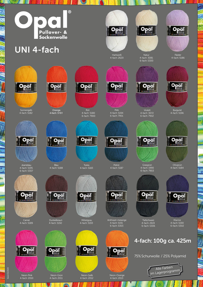 Opal Sockenwolle uni 4-fach
