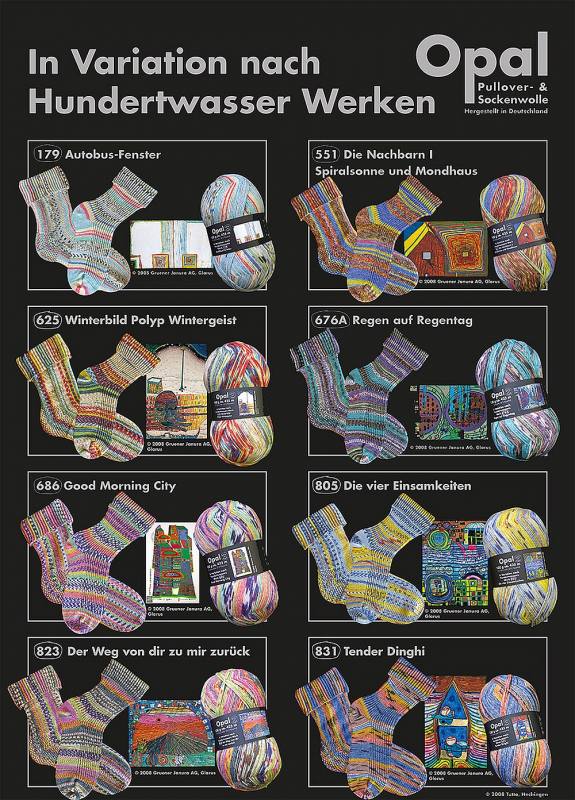 Opal Sockenwolle -  Variation nach Hundertwasser alle Sortimente