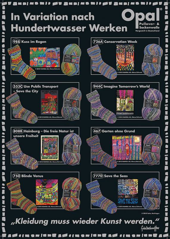 Opal Sockenwolle -  Variation nach Hundertwasser alle Sortimente