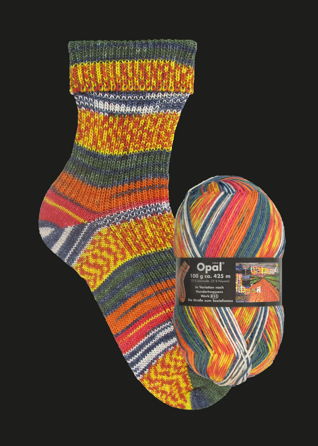 Opal Sockenwolle -  Variation nach Hundertwasser alle Sortimente