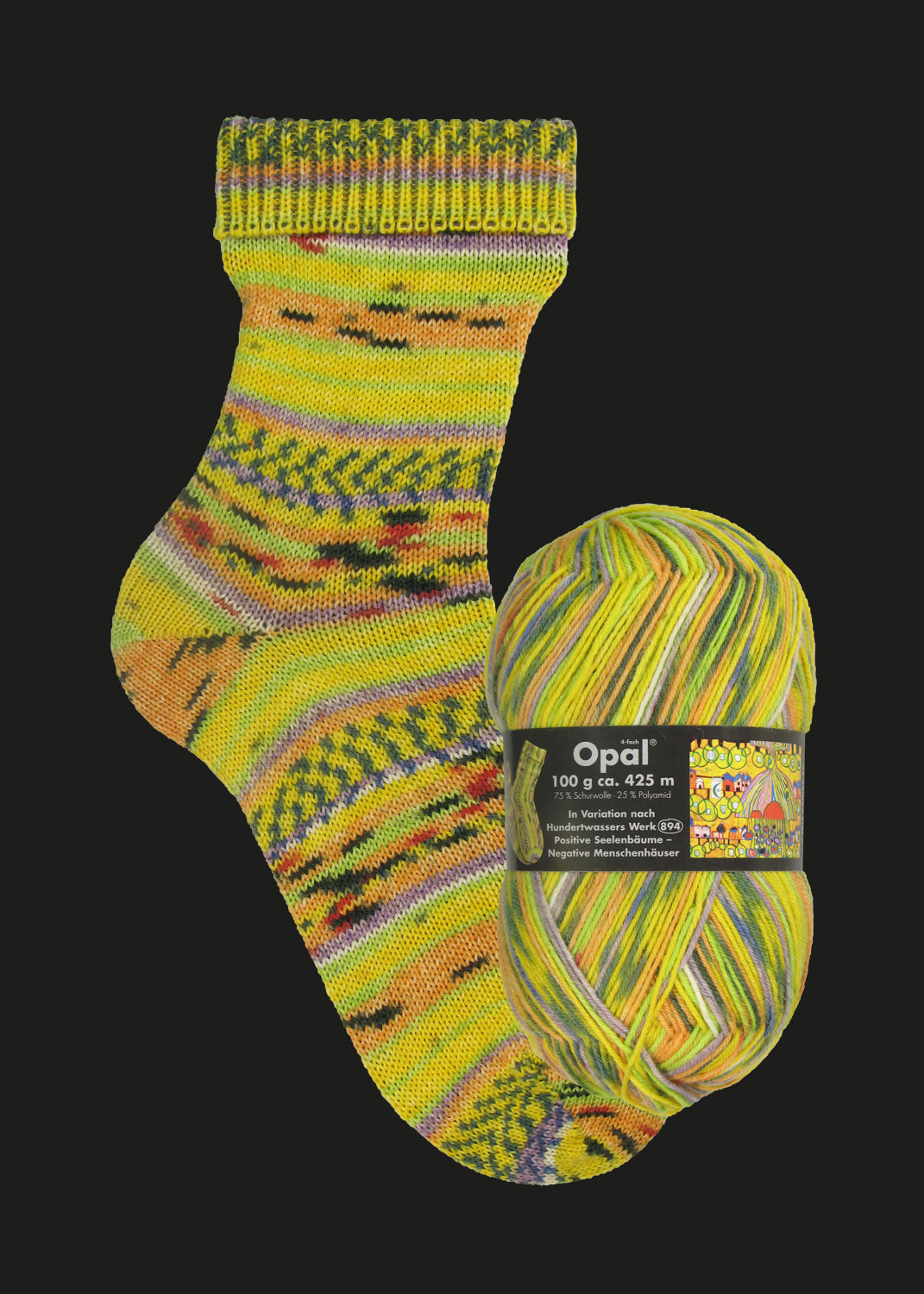 Opal Sockenwolle -  Variation nach Hundertwasser alle Sortimente