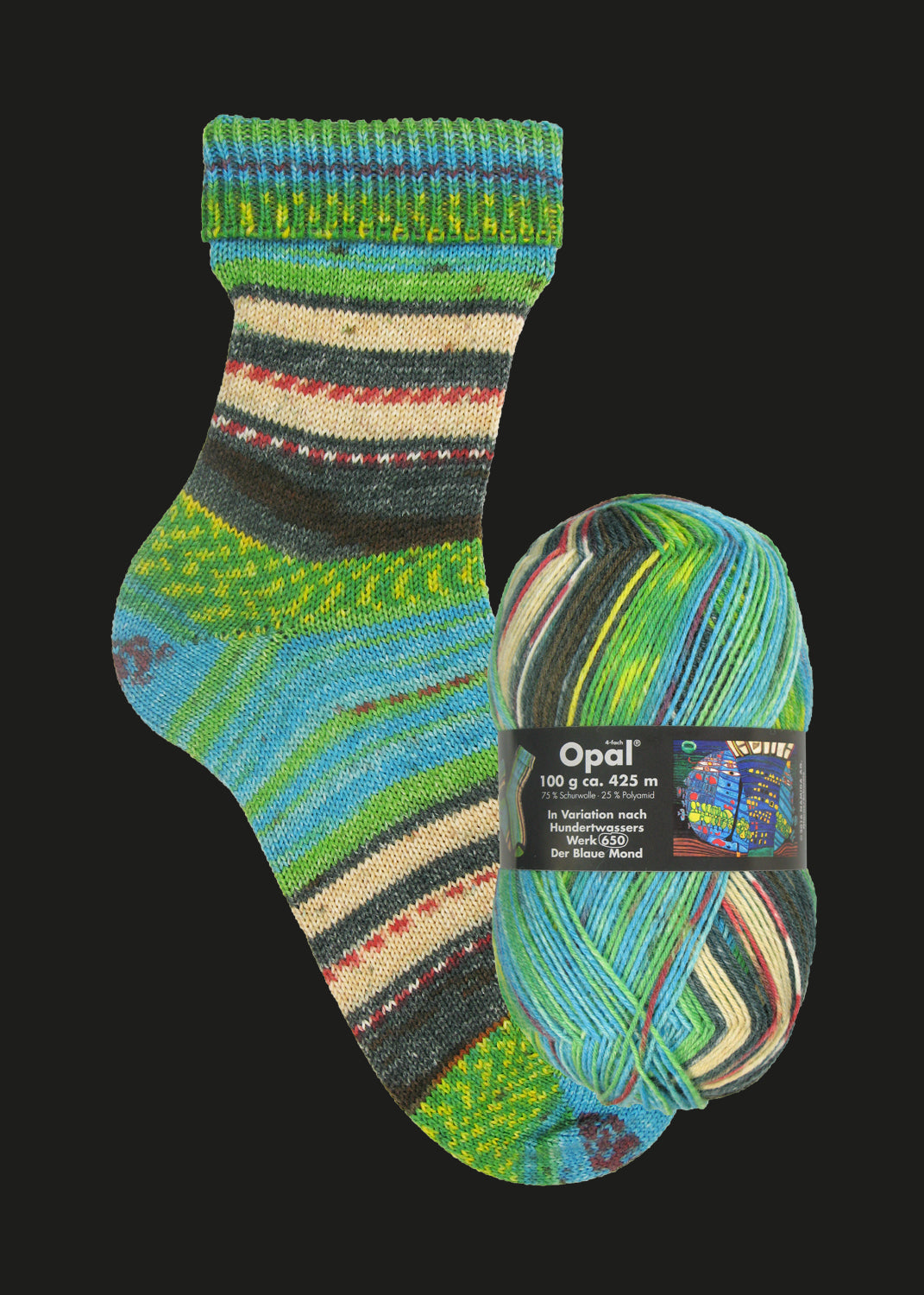 Opal Sockenwolle -  Variation nach Hundertwasser alle Sortimente
