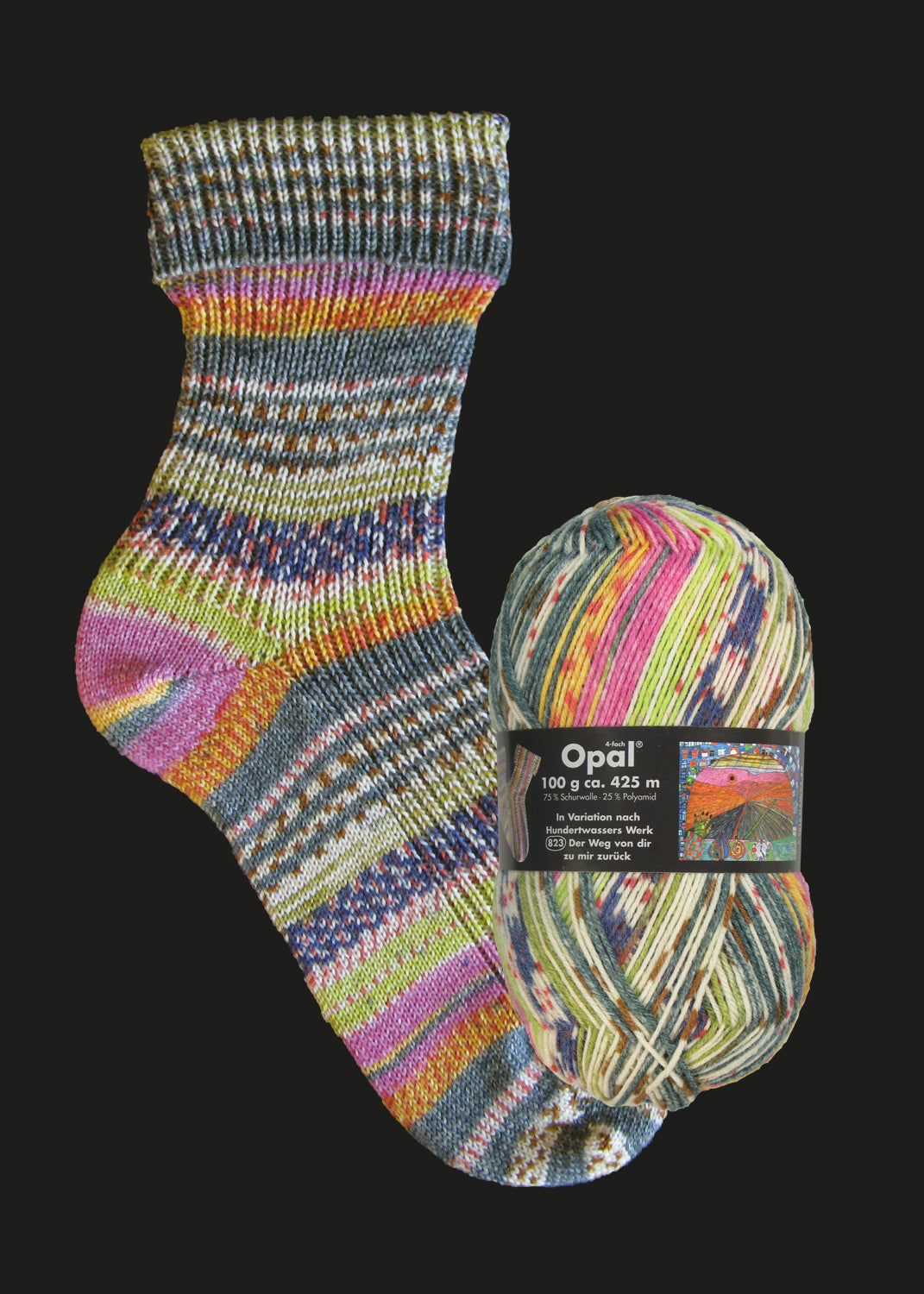Opal Sockenwolle -  Variation nach Hundertwasser alle Sortimente