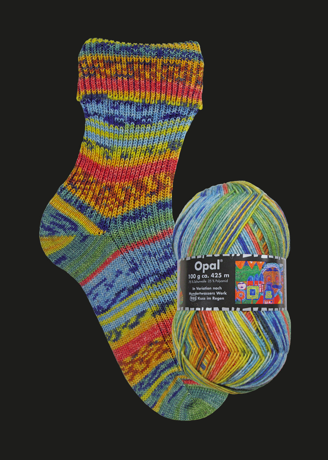 Opal Sockenwolle -  Variation nach Hundertwasser alle Sortimente