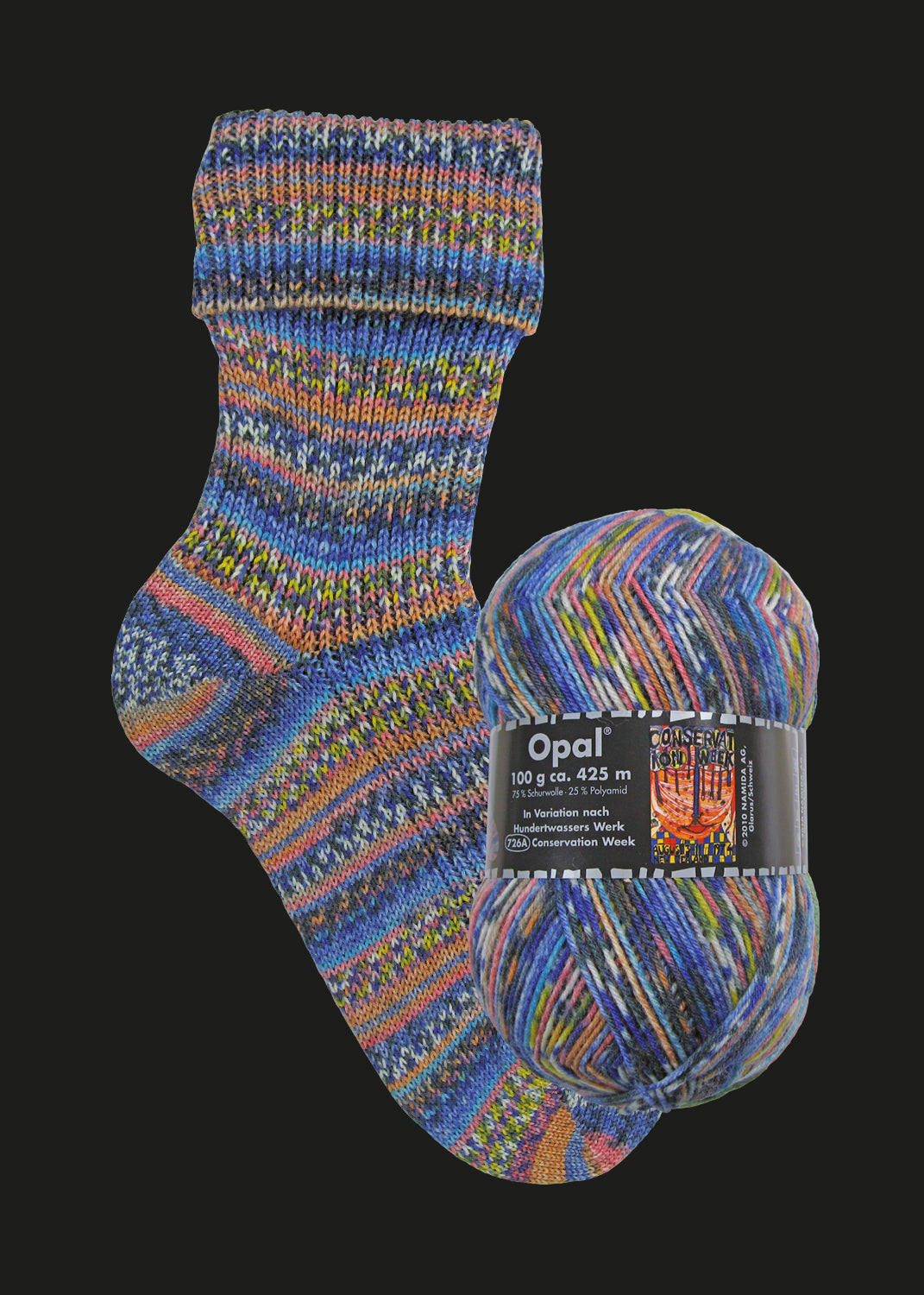Opal Sockenwolle -  Variation nach Hundertwasser alle Sortimente