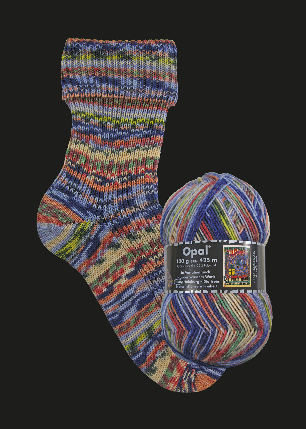 Opal Sockenwolle -  Variation nach Hundertwasser alle Sortimente