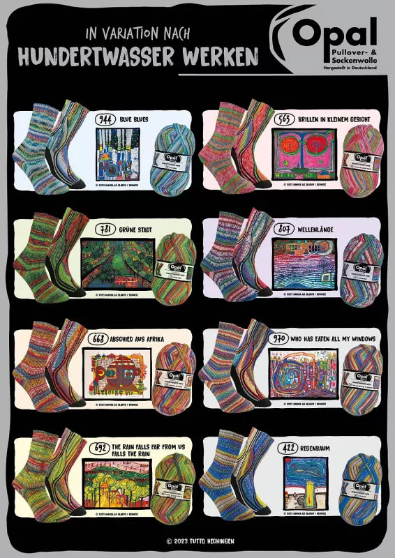 Opal Sockenwolle -  Variation nach Hundertwasser alle Sortimente